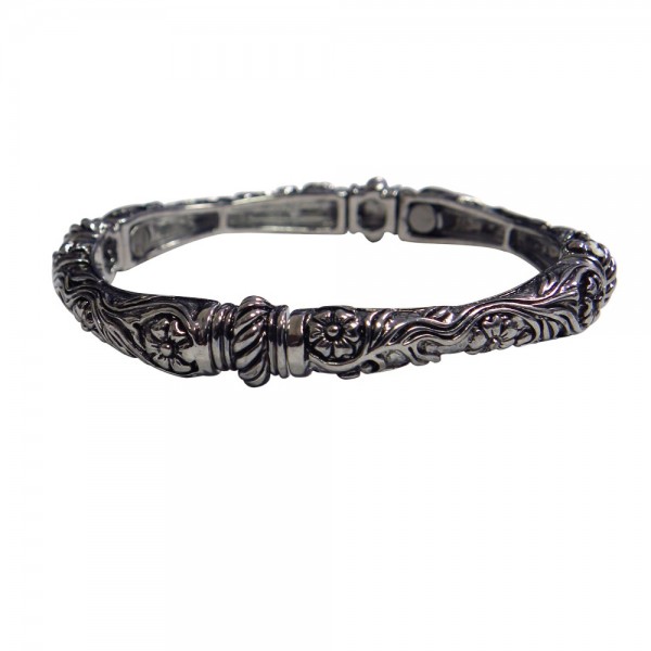 Magnetic Bangle Bracelet with Flowers and Ivy